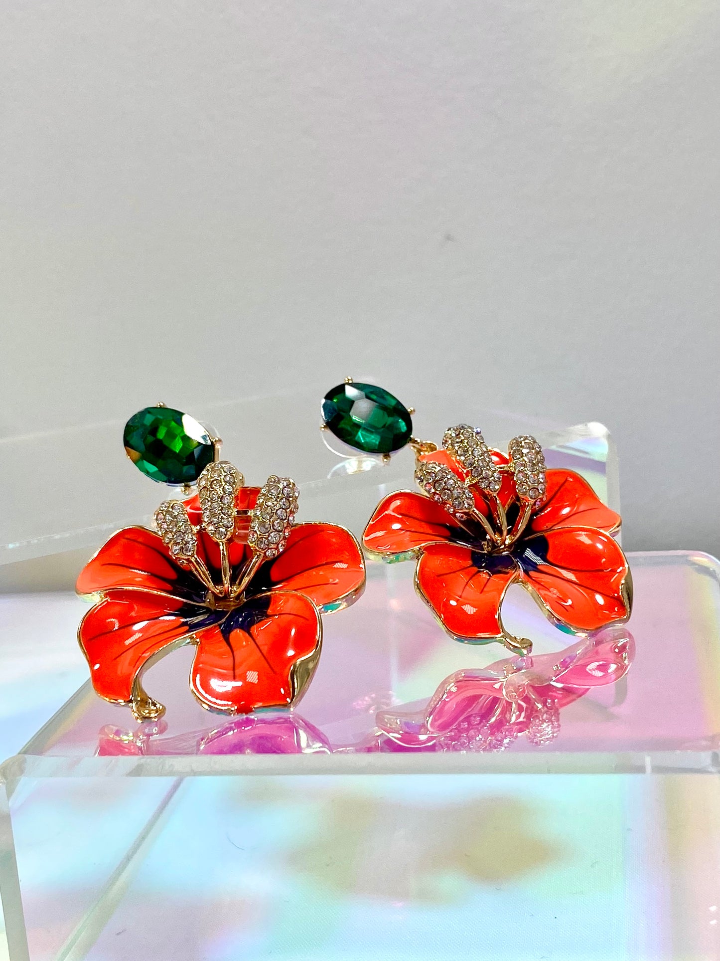 Orange Hibiscus earrings