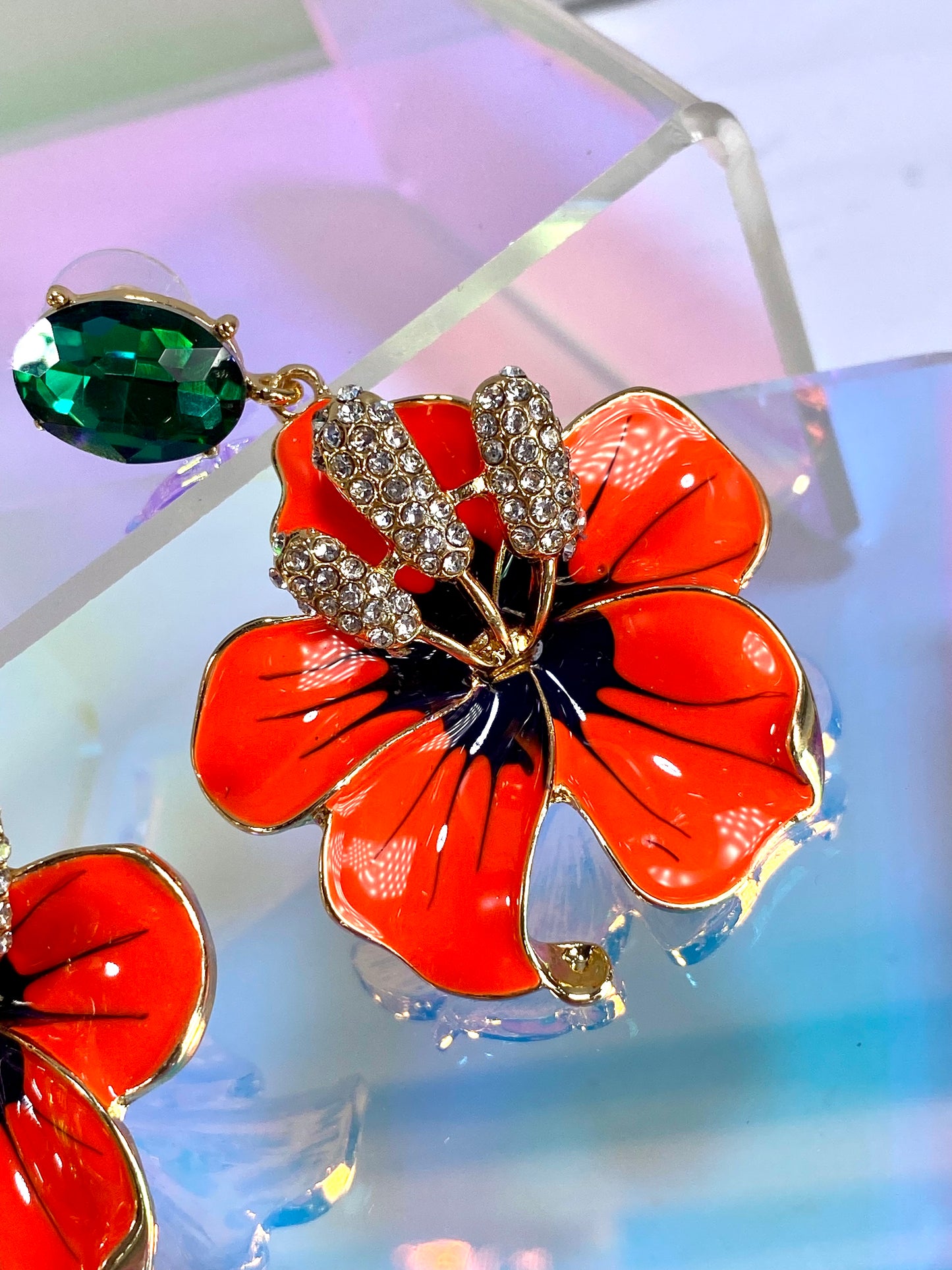 Orange Hibiscus earrings