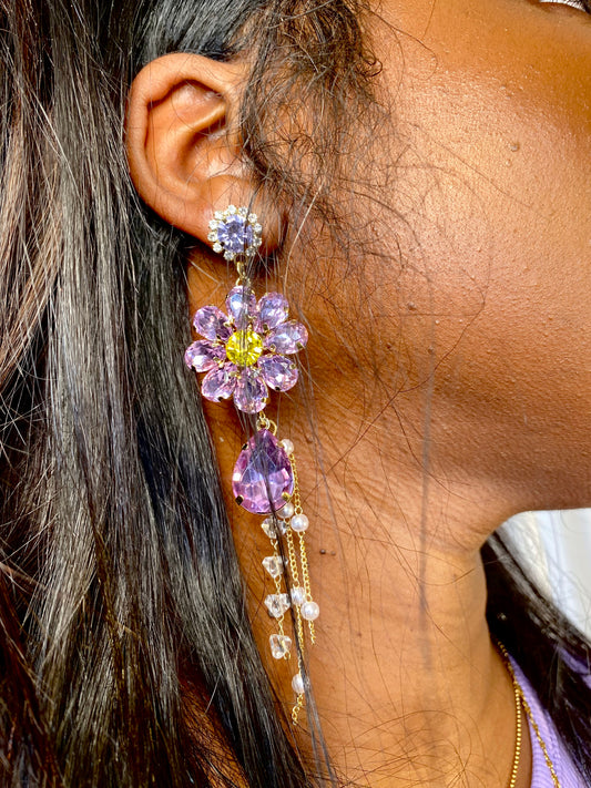 Lavender-Lime Crystal Earrings